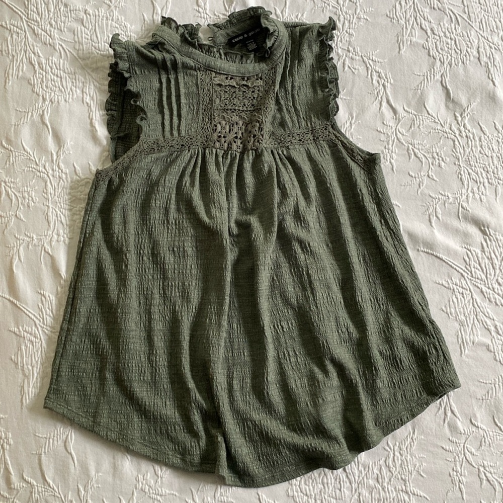 Adorable dusky gray-green sleeveless top